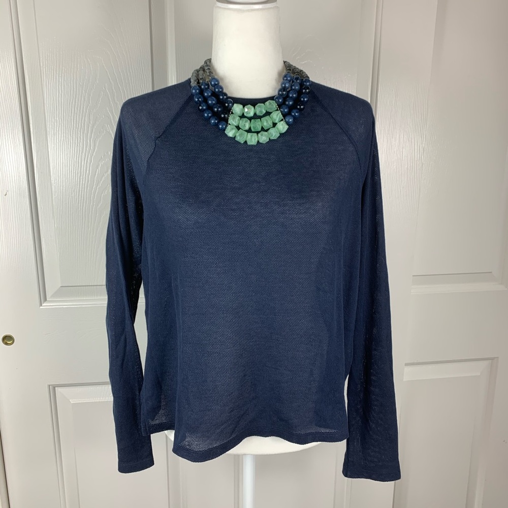 Theory Navy Blue Mesh Sweater
